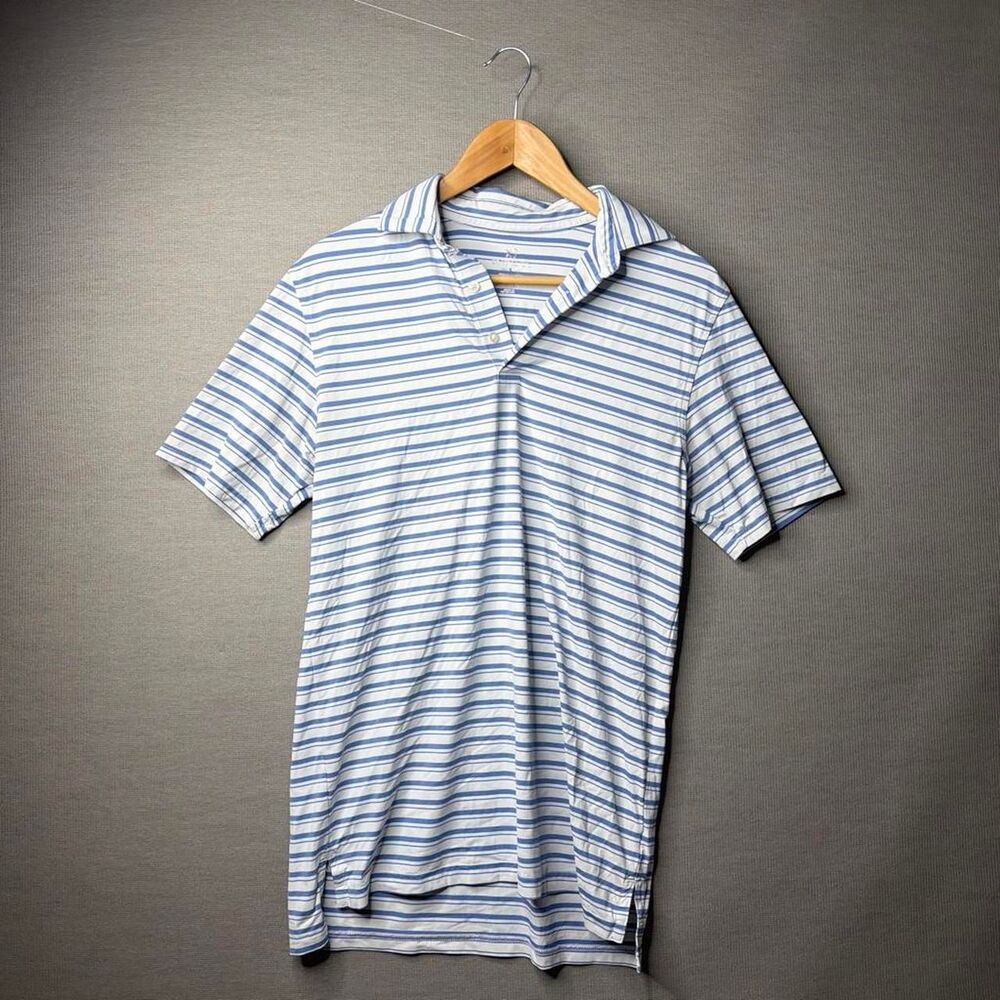 Preppy southern tide blue and white striped polo golf shirt